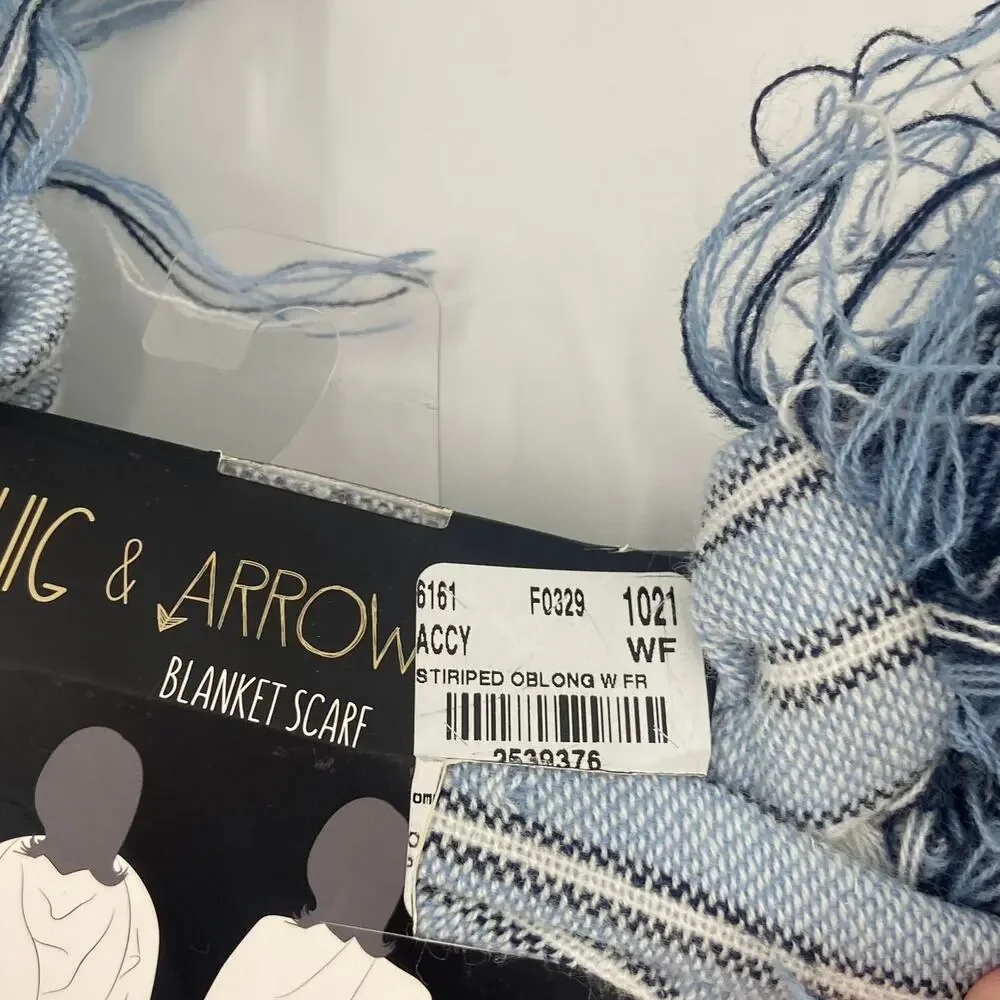 Twig & Arrow Blue Striped Blanket Scarf - New with Tags